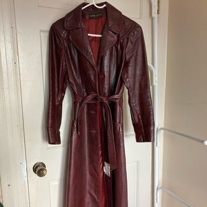 Burgundy Leather Trench Coat